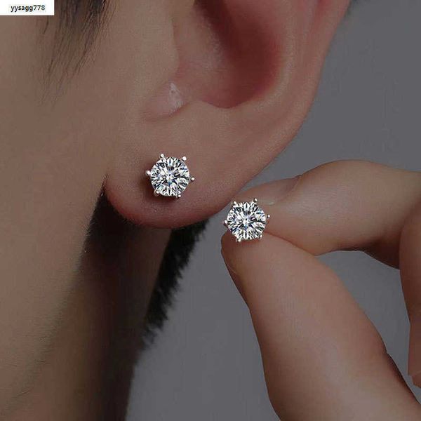 Classical Six Claw Stud Earrings Soilatire Simple Fine Jewelry Real 100% 925 Sterling Silver Round Cut White Moissanite Diamond Party Eterni