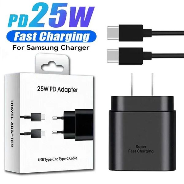25W PD Type C USB Chargers Fast Charging EU US Plug Adapter Phone power delivery Quick for Samsung S24 S23 S22 S21 NOTE Super Fast Charging
