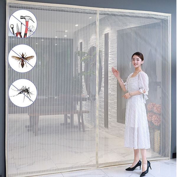 Sheer Curtains Strong Magnetic Door Curtain Anti-mosquito And Insect-Proof Automatic Closing Invisible Gauze Large-Size Mosquito Nets For Do