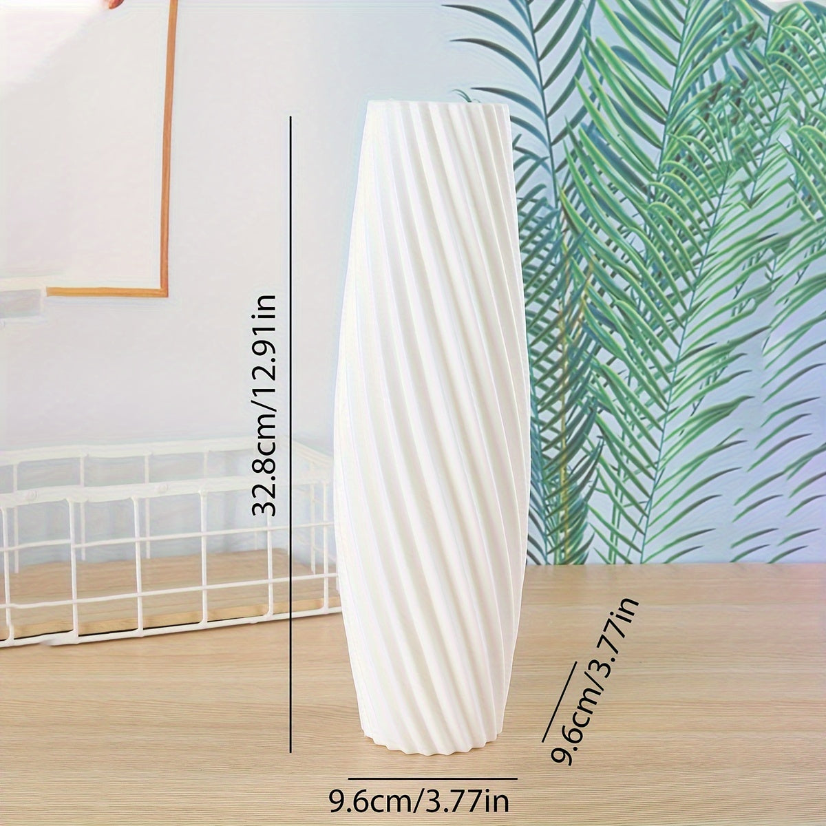 TEMU 1pc Plastic Vase With Ceramic Sense, Rotating Cylinder High Vase, Flower Arrangement Art Vase
