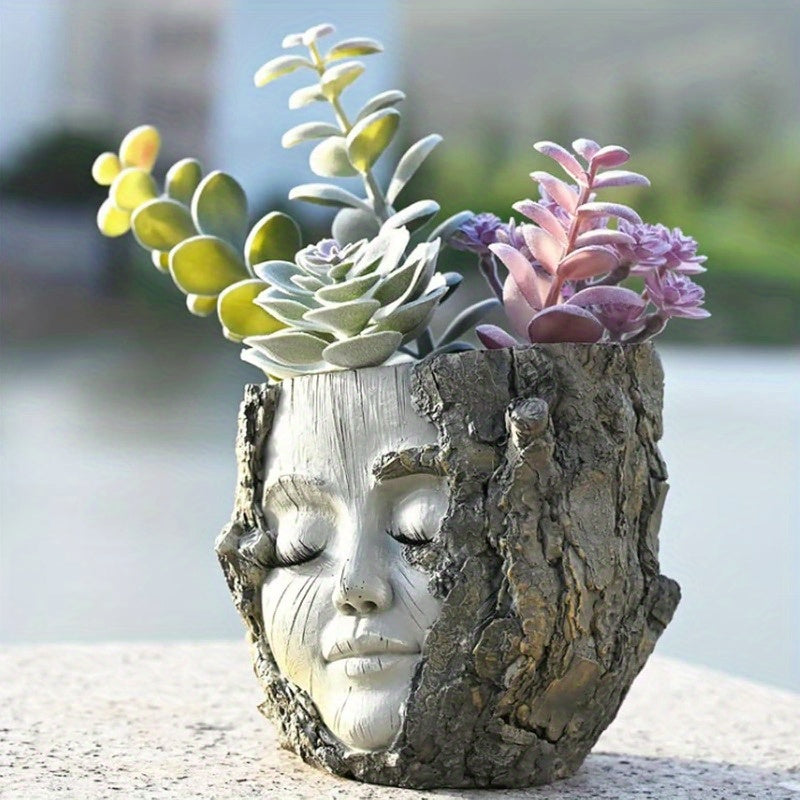 TEMU Handmade Sleeping Elf Resin Planters - Whimsical Fairy Garden Pots For Succulents & Small Plants, Indoor-outdoor Decorative Flower Pots For Home