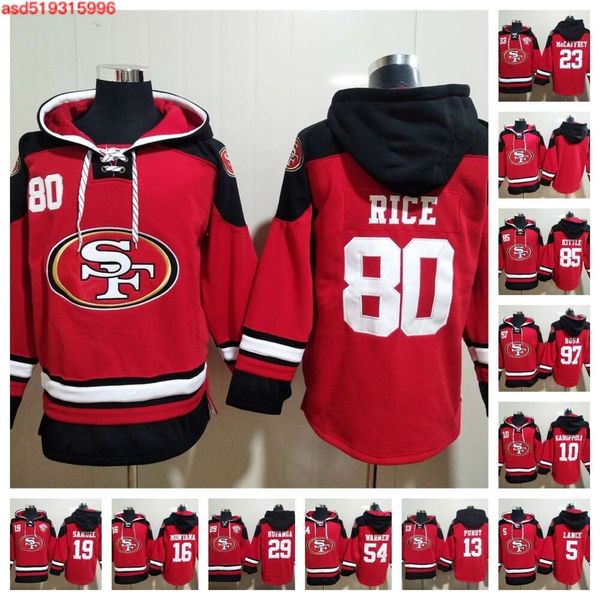 Football hoodie 23 Christian McCaffrey 13 Brock Purdy Football Jersye 97 Nick Bosa 54 Fred Warner 19 Deebo Samuel 85 George Kittle 29 Talano