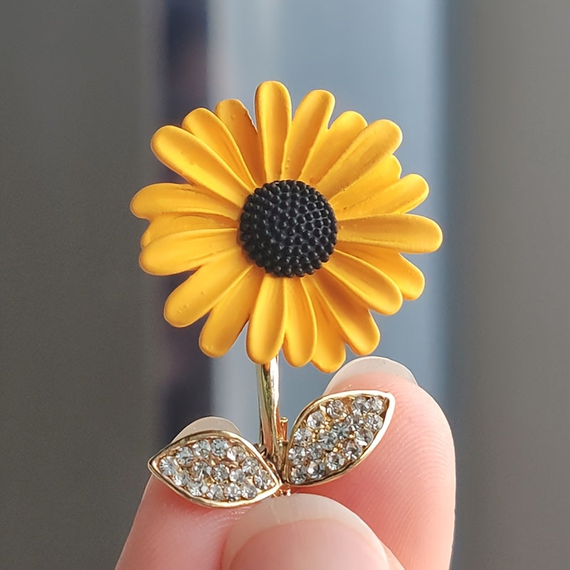 TEMU Sunflower Brooch Pin – Cute And Stylish Yellow Floral Accessory With Design, Casual Attire Or Gift