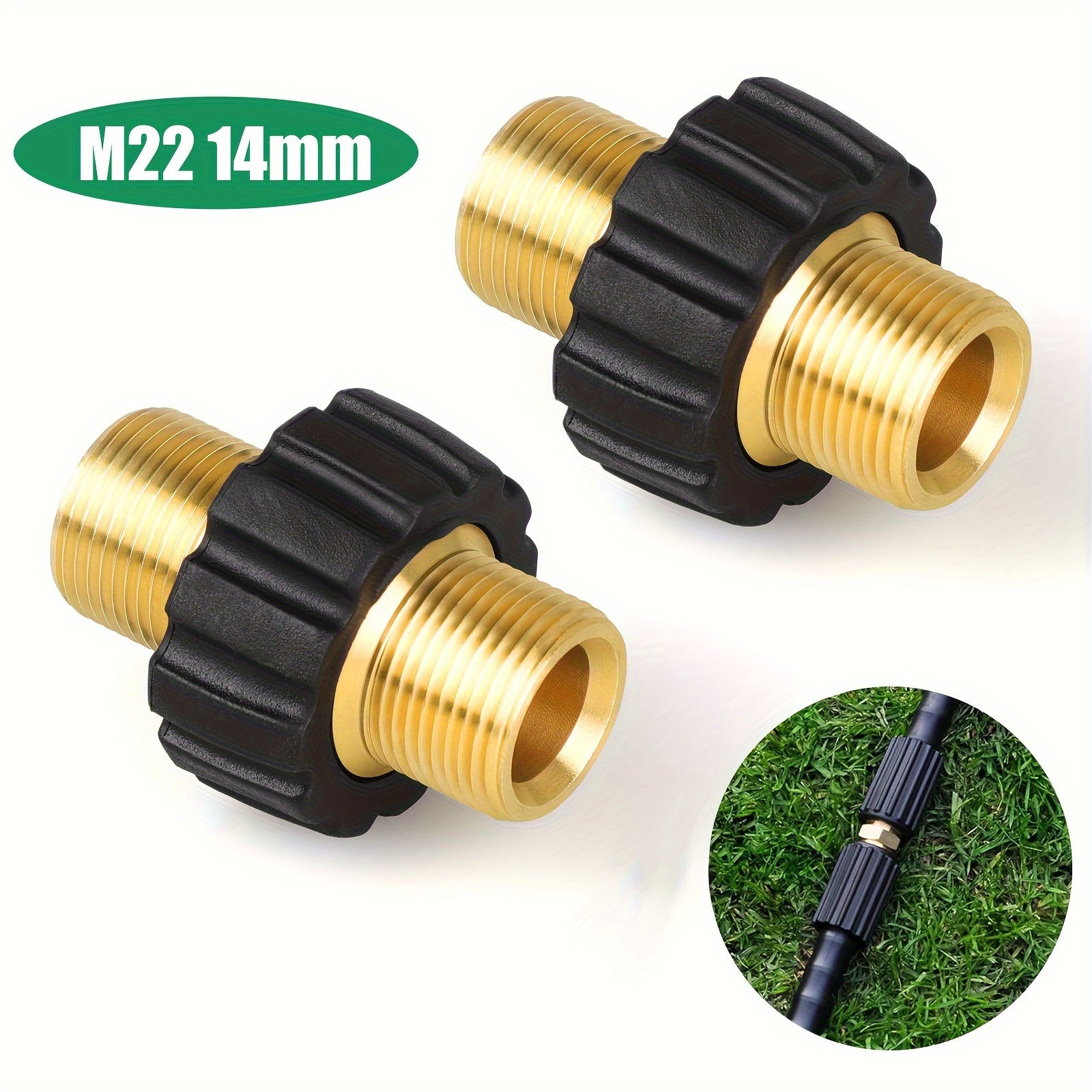 TEMU 2pcs Pressure Washer Adapter Connector, Quick Connect Fitting M22-14mm Hose Adapter, For Pressure Washer Machines & Hoses