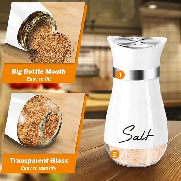 Two salt and pepper shaker with inverted hole spice dispenser adjustable refillable pepper shaker seasoning
