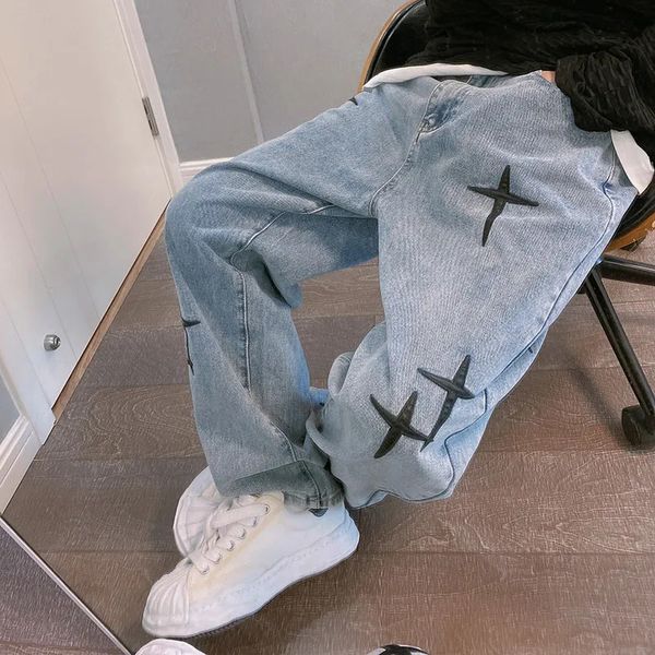 Wide Leg Cargo Pants 2024 Streetwear Baggy men Jeans Spring Autumn Men Korean Fashion Loose Straight Male Clothing Black 241204