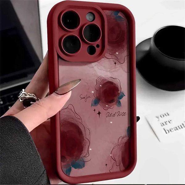 Retro Halo Rose Silicone Phone Case Suitable for iPhone 11 12 13 14 15 Pro Max Plus XS X XR SE 7 8 Shockproof Bumper Rear Cover Y250108