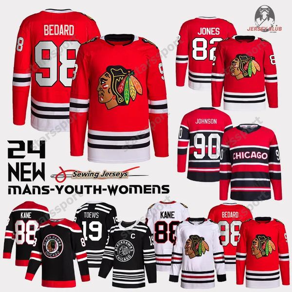 Custom 98 Connor Bedard chicago hockey jersey blackhawks jersey Jonathan Toews Taylor Hall Corey Perry Tyler Johnson Patrick Kane Griswold R