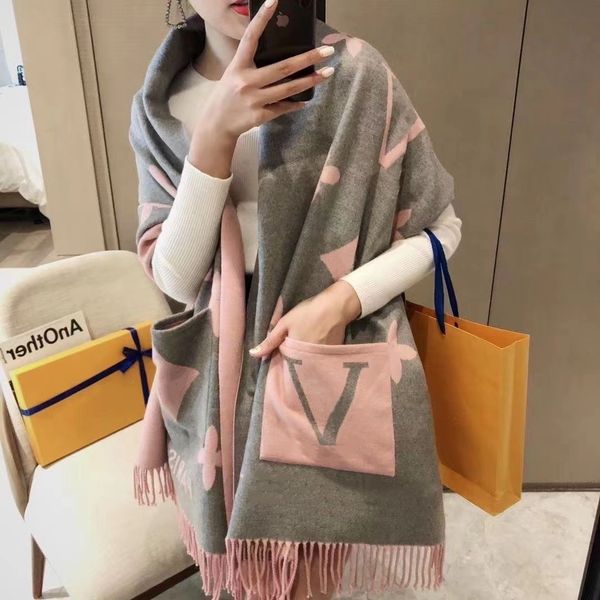Gradient Scarf Designers Classic Letter Long Shawl Women Soft Silk Wool Cashmere Scarves with High Qualtiy