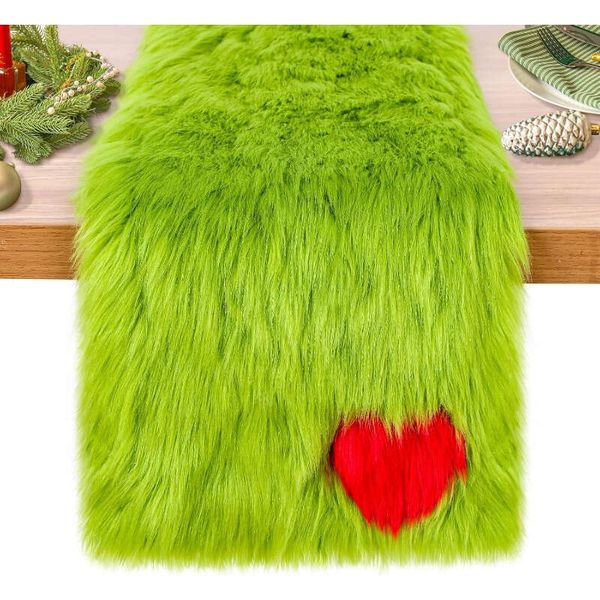 1 bandeira artificial de mesa de lã, toalha de mesa de poliéster feita à mão para decoração do dia dos namorados, Lemon Green Party Kitchen