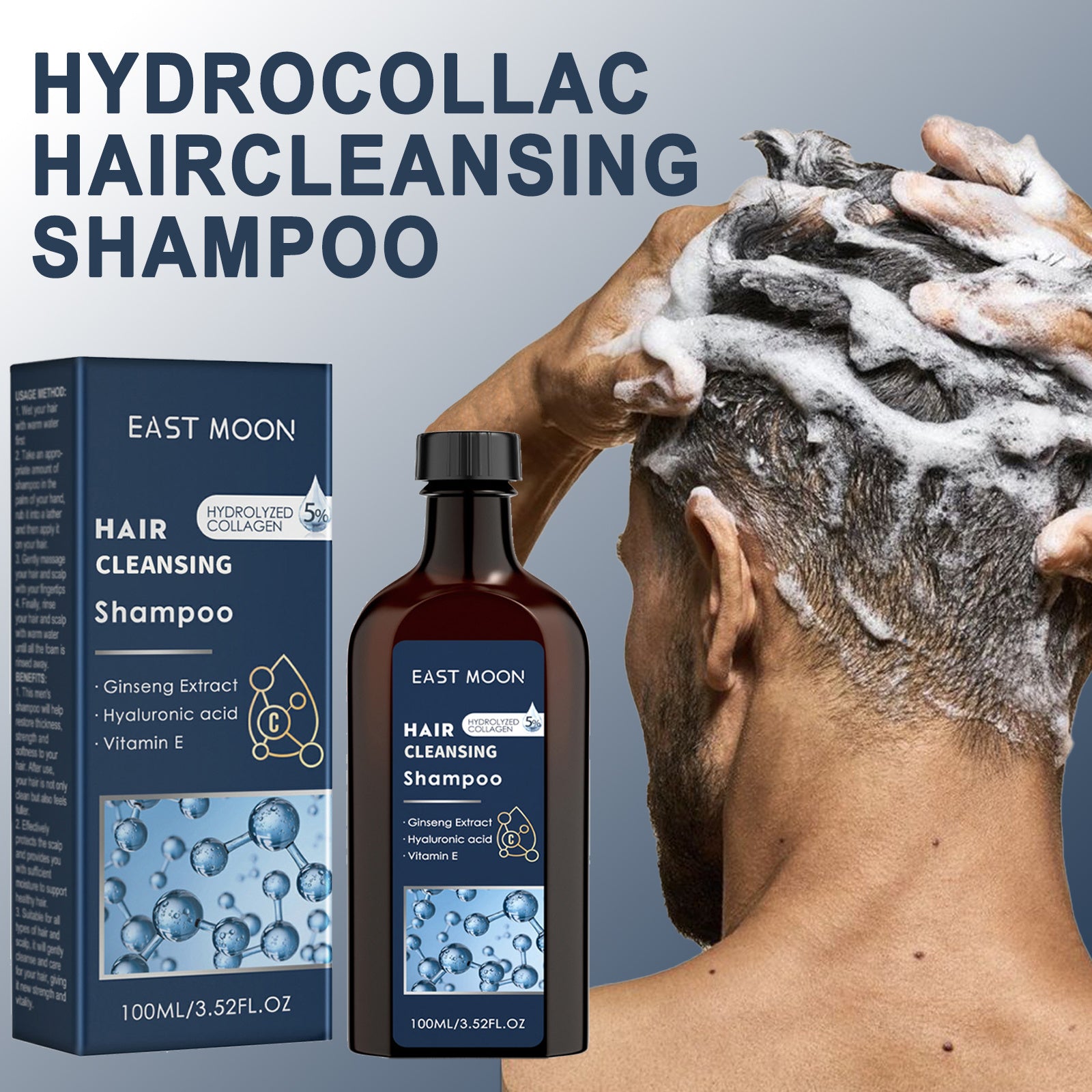 TEMU 3.52oz Men's Shampoo Contains Hyaluronic Acid, Vitamin E, Hydrolysed Collagen Removeloose Dandruffflakes Moisturise Hair Scalp, Keep Hair Dry,