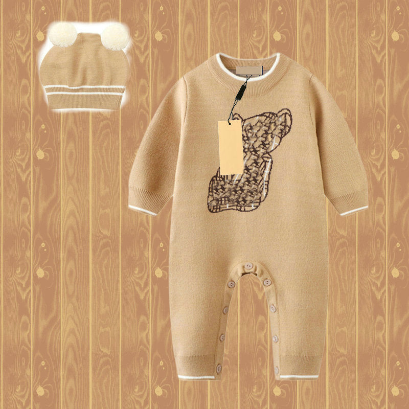 kids designer cotton knitting Romper baby boy girl Autumn Winter Long sleeve crew neck cotton clothes newborn Children sweater one-piece onesies Jum