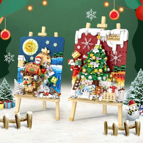 Building block sled Christmas tree three-dimensional decoration unique Halloween Thanksgiving Christmas gift for friends X241122