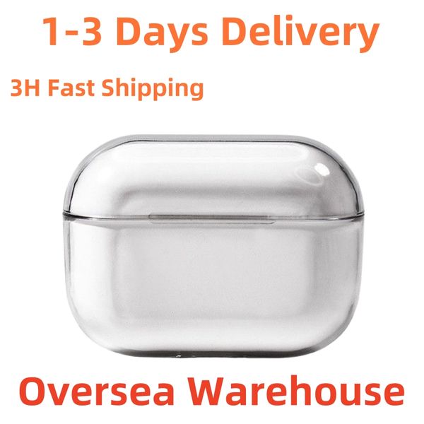 USA Euro Warehouse For Airpods pro 2 3 4 air pods 2 4 Earphones Bluetooth Headphone Accessories Solid Transparent Cover Wireless Charging Bo