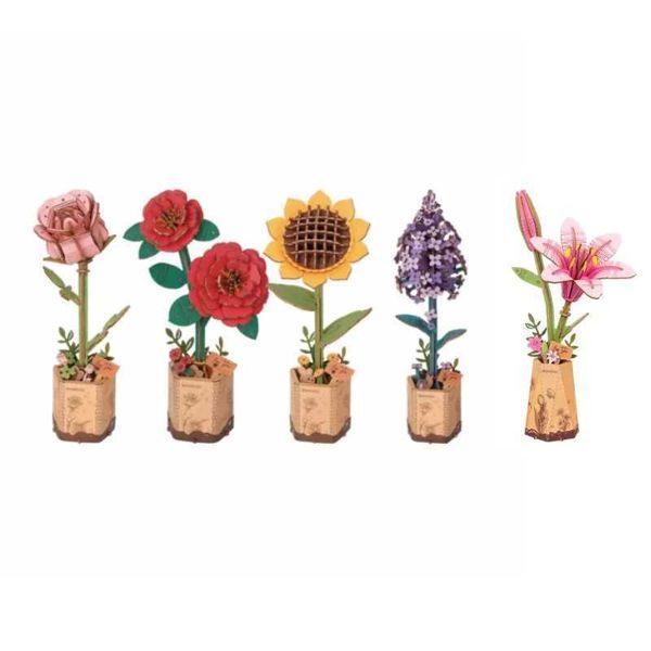 Robotime 3D Wooden Puzzle Flowers Bouquet Wooden Blo Craft Model Kits Eternal Flowers Rantic Gift for Birthday Mothers Day Z250113