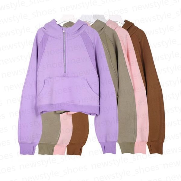 Semi Zipper Sweater Women&#039;s Hoodie Yoga Outfits Loose Fashion Leisure Coat Running Fitness Yoga Casual Thickened Gym Clothes F2