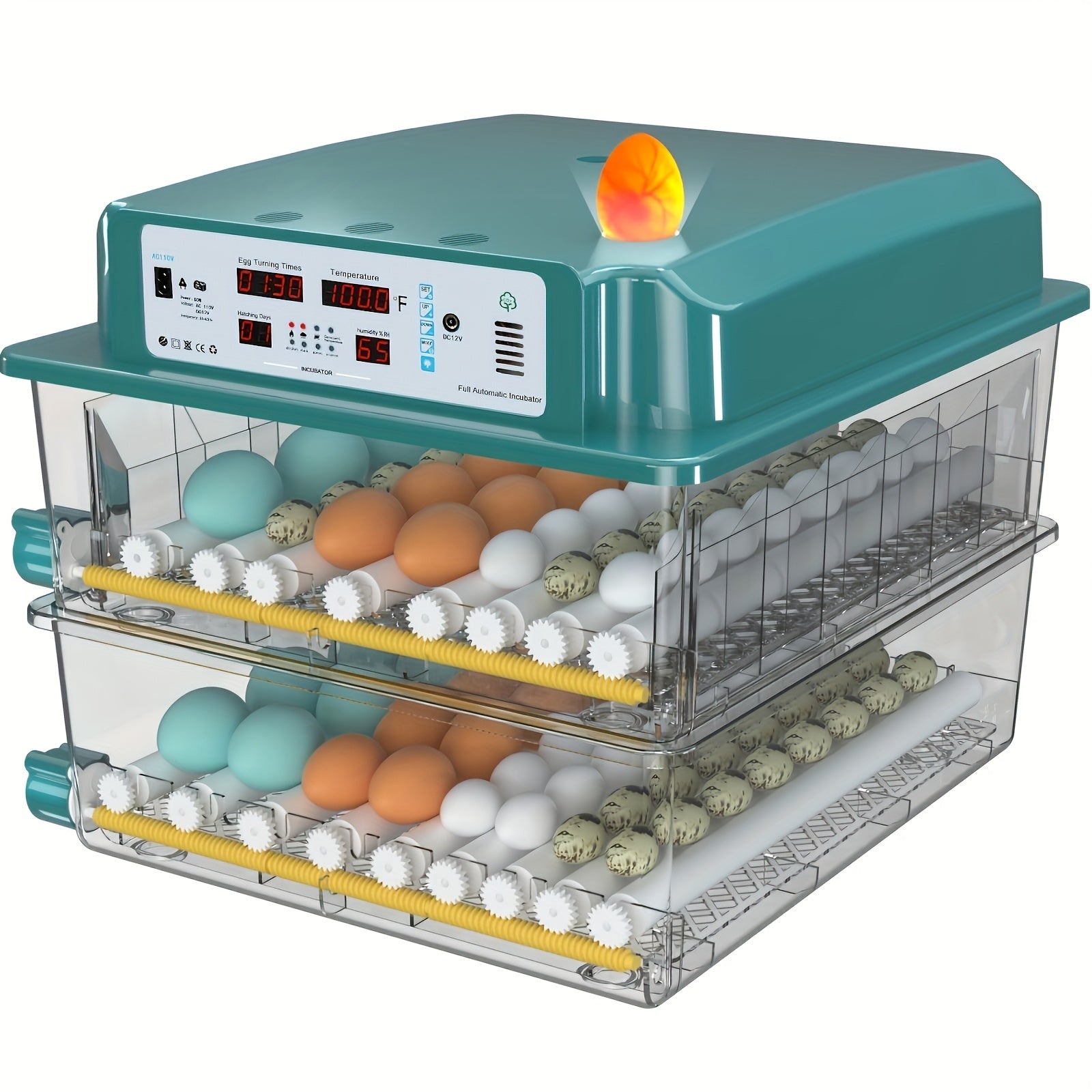 TEMU Large Intelligent Equipment, Sugar Shape, Can Hold 120 Eggs. Automatic , Temperature Alarm, Led Digital Temperature Display, Humidity And