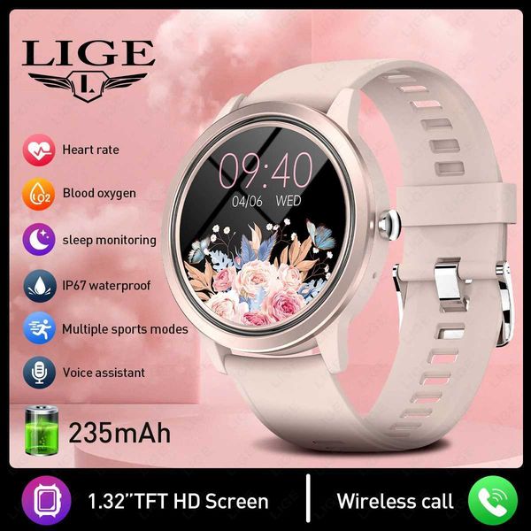 LIGE Mens Smart Watch Womens BT Call Fitness Tracking Heart Rate Health Monitor Android iOS Smart Watch T241213