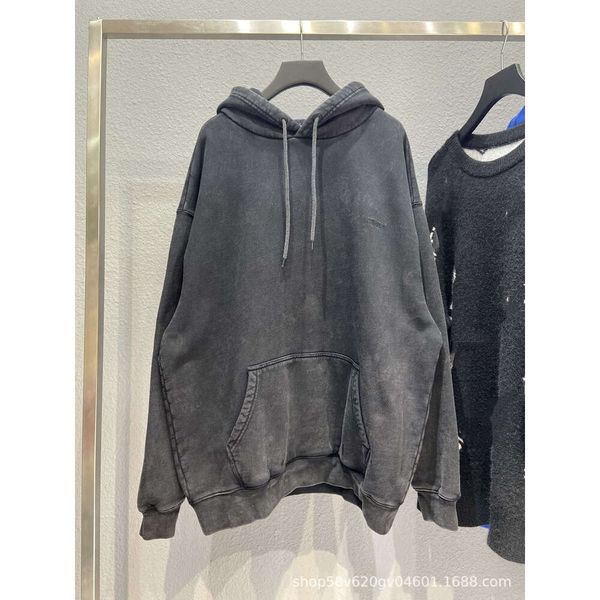 High Version b Home Front Back Letters Embroidered Fleece Hoodie Brand Ins Worn Hole Loose Mens Womens Sweater