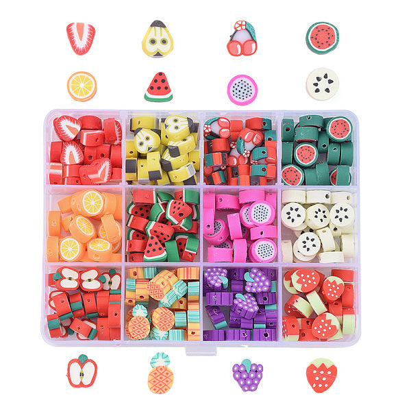 240Pcs 12 Kinds of Fruit Handmade Polymer Clay Beads