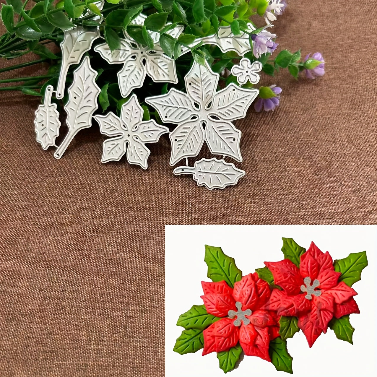 TEMU 1pc Metal Cutting Die - Floral, Snowflake, And Poinsettia - For Diy Scrapbooking, Card Making, Paper Crafts - Compatible With Die-cut Machines -