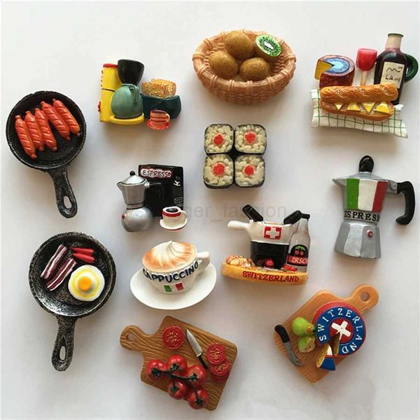 Simulation Of Creative Hand-painted Resin Coffee Machine Pan 3D Fridge Magnets Home Decortion Refrigerator Magnetic StickersXJ240809