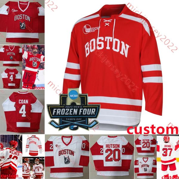 Jay OBrien Lane Hutson Boston University Terriers 2023 Frozen Four Hockey Jersey Jack Page Devin Kaplan Brian Carrabes Domenick Fensore Bost
