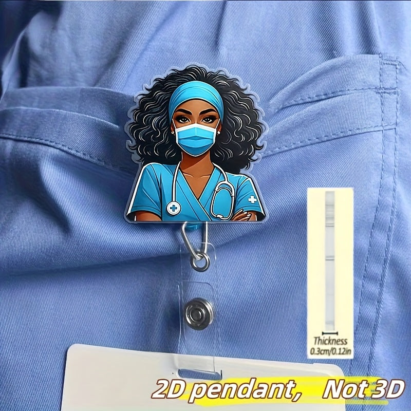 TEMU 2d Flat, Not 3d 1pc Acrylic Serious Badge Holder, Retractable Badge Reel Decorative Id Card Holder, Suitable For Medical Students And Nursing