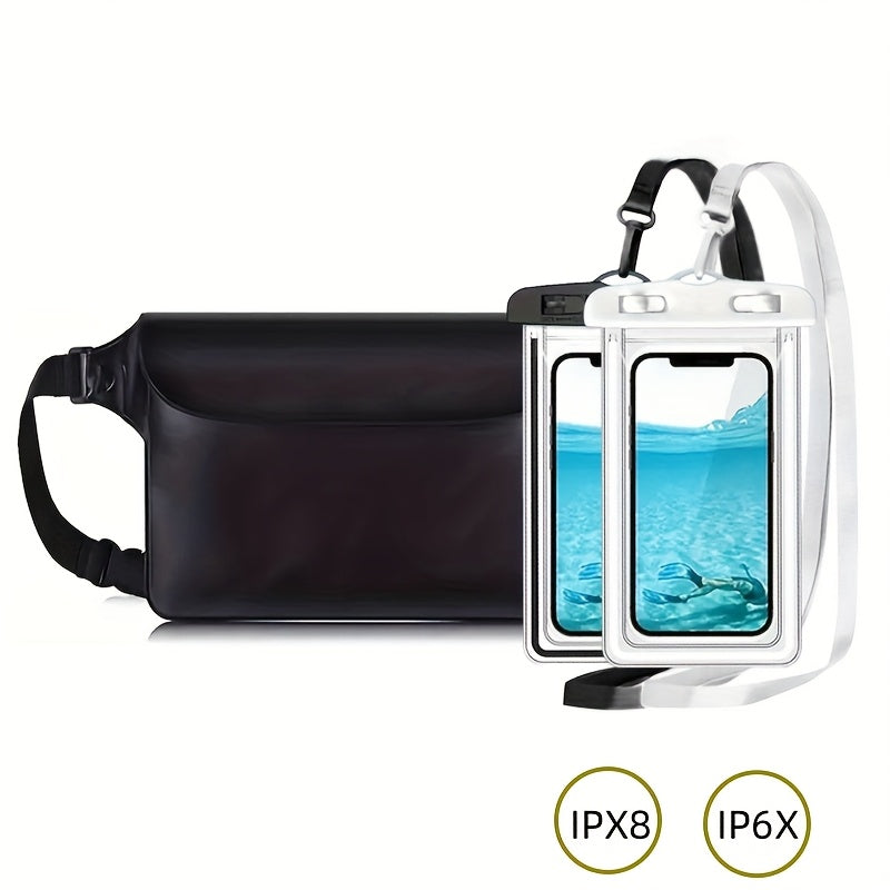 TEMU 1 High Quality Ipx8-ip6x Waist Bag + 2 Mobile Phone Bags, High Quality And Dry Bags, Suitable For Beach, Swimming, Boating, Canoeing, Hiking To