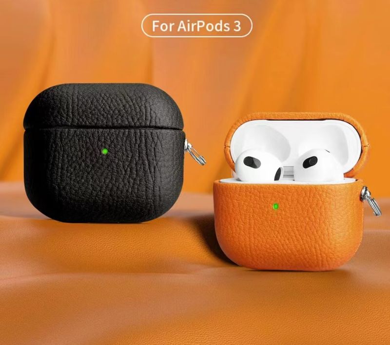 For Airpodspro Protector Lychee Leather headphone case Protector Headphone accessories protector Wireless charging shockproof dust case