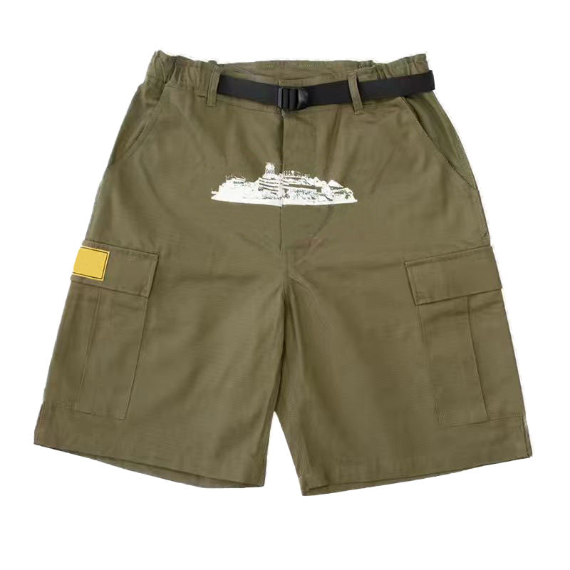 Men short designer shorts demon loose boat print cargo multi pocket work shorts street fashion hip hop skateboarding casual men of women shorts