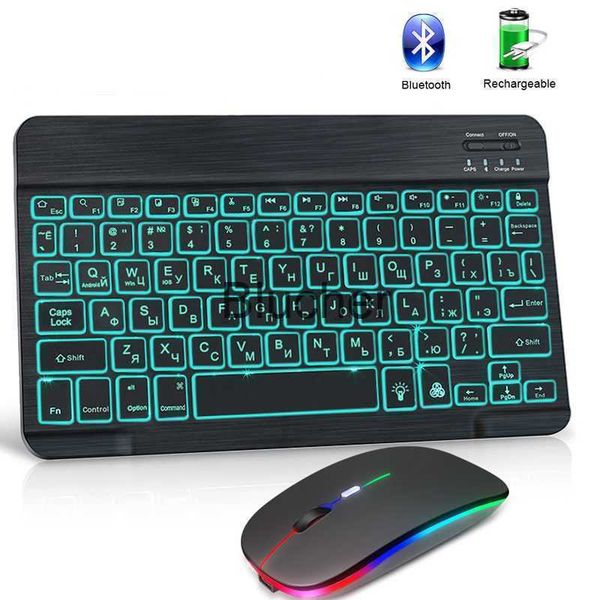 Keyboards Bluetooth Wireless Keyboard And Mouse For Computer RGB Backlit Keyboard Kit Russian Spainish Keyboard Keycaps For Tablet Ipad x070