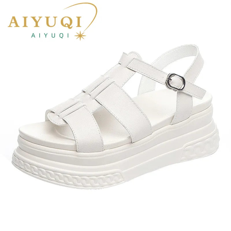 AIYUQI Summer Sandals Women Trend Genuine Leather Women Roman Sandals Korean Platform Open Toe Women&#039;s Sandal