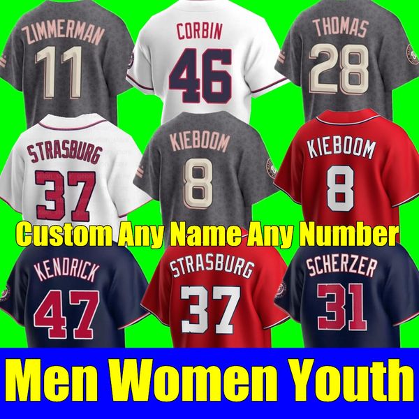 2023 S-4XL Stephen Strasburg Jersey Ryan Zimmerman Baseball Carter Kieboom CJ Abrams Nationals Keibert Ruiz Cherry Blossom City Connect Nels