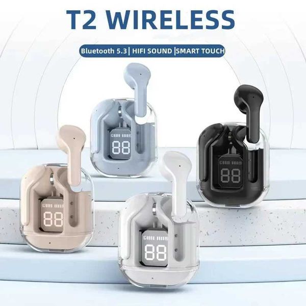Headset T2 TWS Wireless Earphone 5.3 phones Sport Gaming sets Noise Reduction Earbuds Bass Touch Control for allphone Z241105