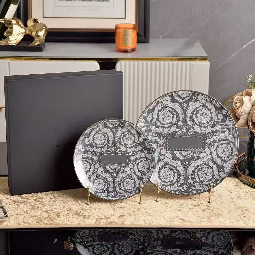 Luxury European-Style Pink Bone China Dinner Plate Set 45% Bone Ash Porcelain, Round Serving Plates for Steak, Dessert, Coffee & Tea