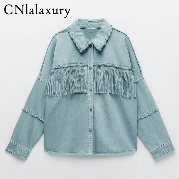 Women&#039;s Jackets Fashion Women Oversized Frayed With Fringe Denim Jacket Coat Vintage Long Sleeve Jacket Tassel Female Outerwear Chic To