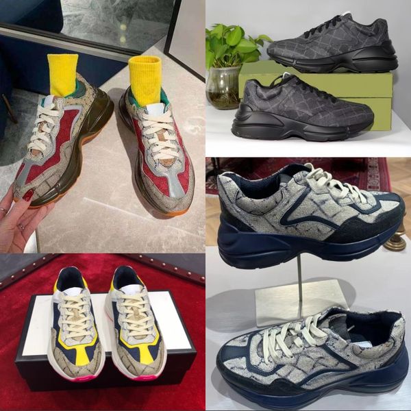 Luxury women sneakers desighner shoes rhyton jogging trainers platform smooth vintage sneaker charm shoe high quality classics style white g