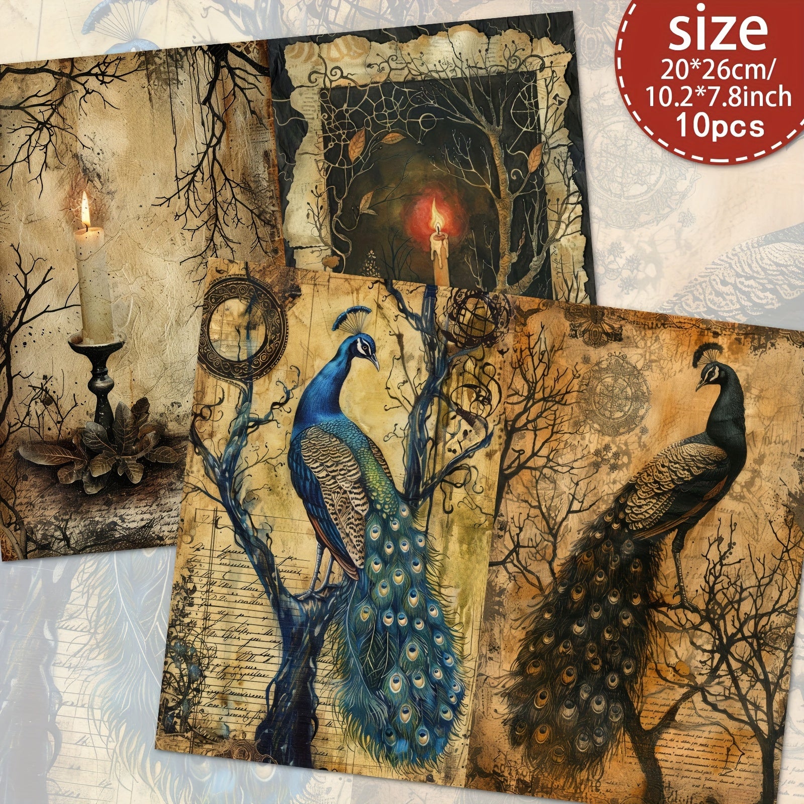 TEMU 10 Sheets A4 Vintage-inspired Scrapbooking Paper Set, Handcrafted Junk Journal And Decorative Craft , Craft Suppliesscrapbooking Supplies, Junk