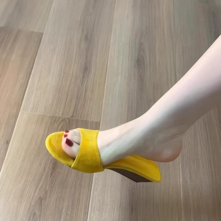 French style velvet toed wood grain high-heeled sandals for autumn and winter, elegant and trendy wedge sandals, designer shoes