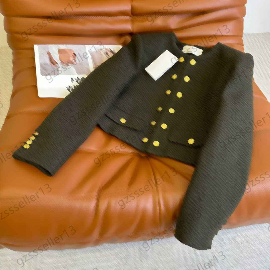 Womens Jacket Double Breasted Design Tweed Short Jackets Lined Letter Jacquard Round Collar Long Sleeves Coats Classic Style Autumn Winter Warm Wome