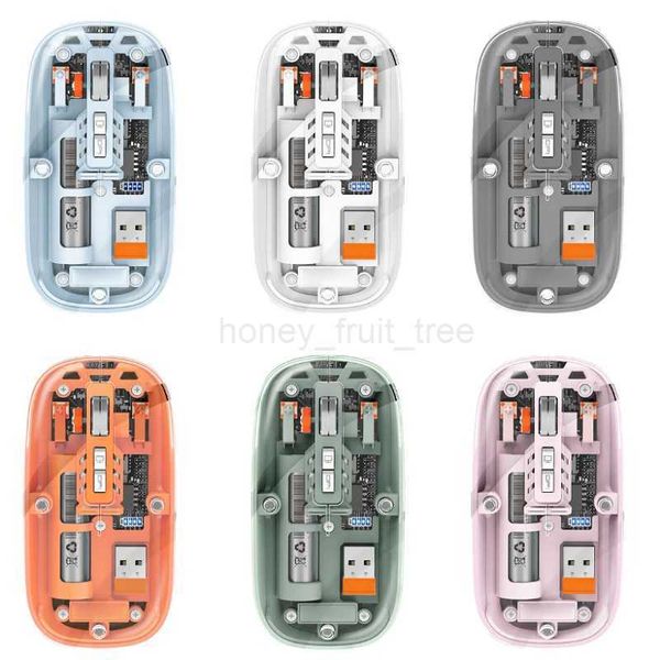 3 Modes Transparent Mouse USB 2400DPI Adjustable Rechargeable Battery Mice Portable Tablet Silent Wireless Bluetooth Mouse NewM240725
