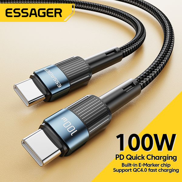 Essager 100W USB Type C To USB C Cable USB-C PD Fast Charging Charger Wire Cord For Macbook Samsung Xiaomi Type-C USBC Cable 1M 2M 3M