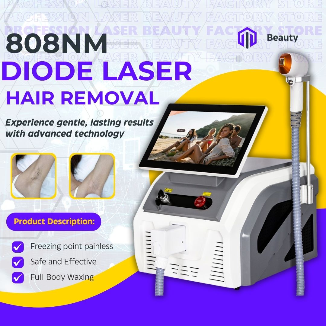 Professional 808nm Diode Laser Hair Removal Device With Cooling Technology Ice Tip Painless Treatment For Women and Men Body Face