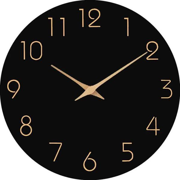 10 inch living room silent wall clock personalized wooden quartz clock wall mounted clock W240806