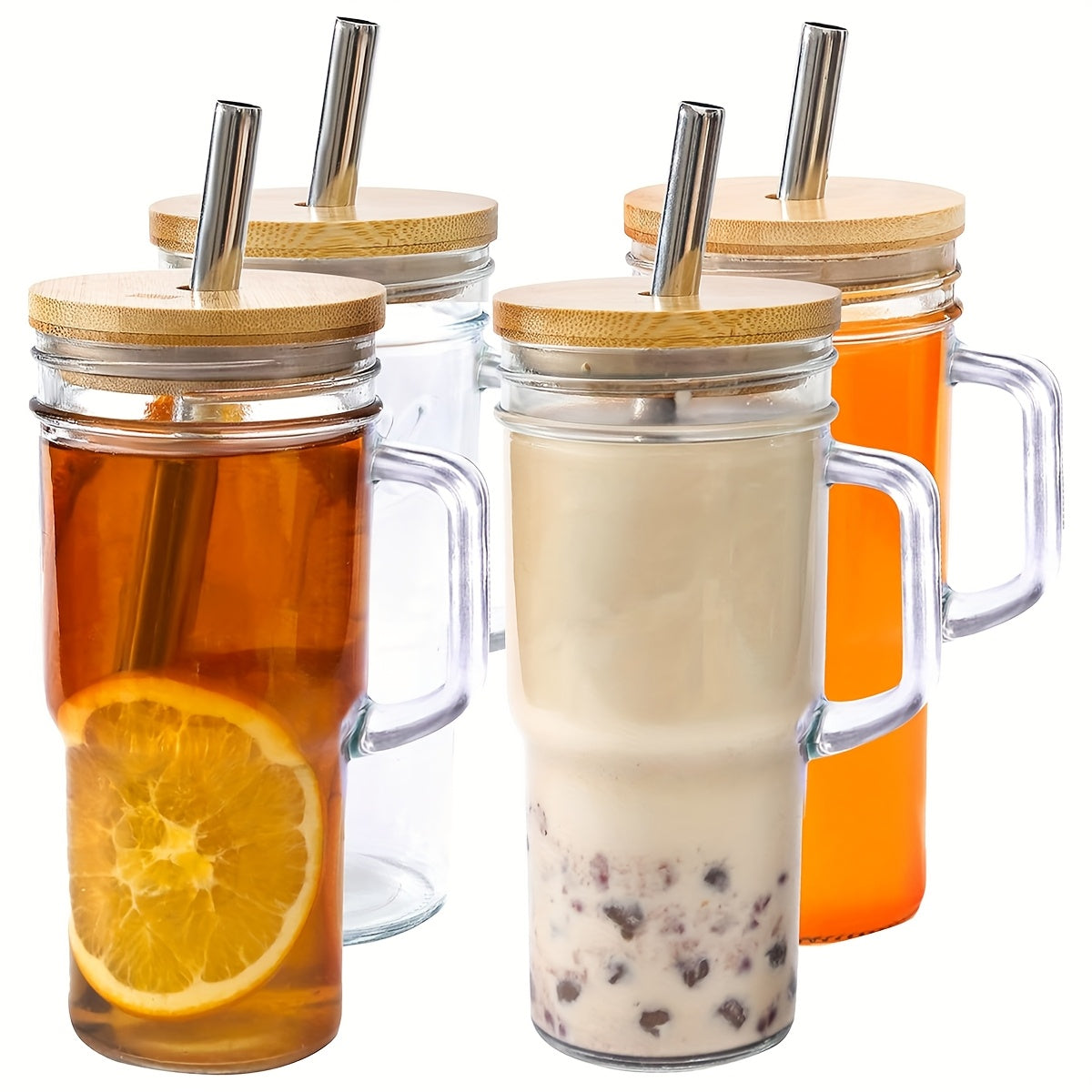 TEMU 2-4pcs Glasses With Ergonomic Handles, Couple Mugs, Bpa Free, Thickened Coffee Mugs, Suitable For Juice, Milk, Cream, Milk Caps Milk Tea, Free