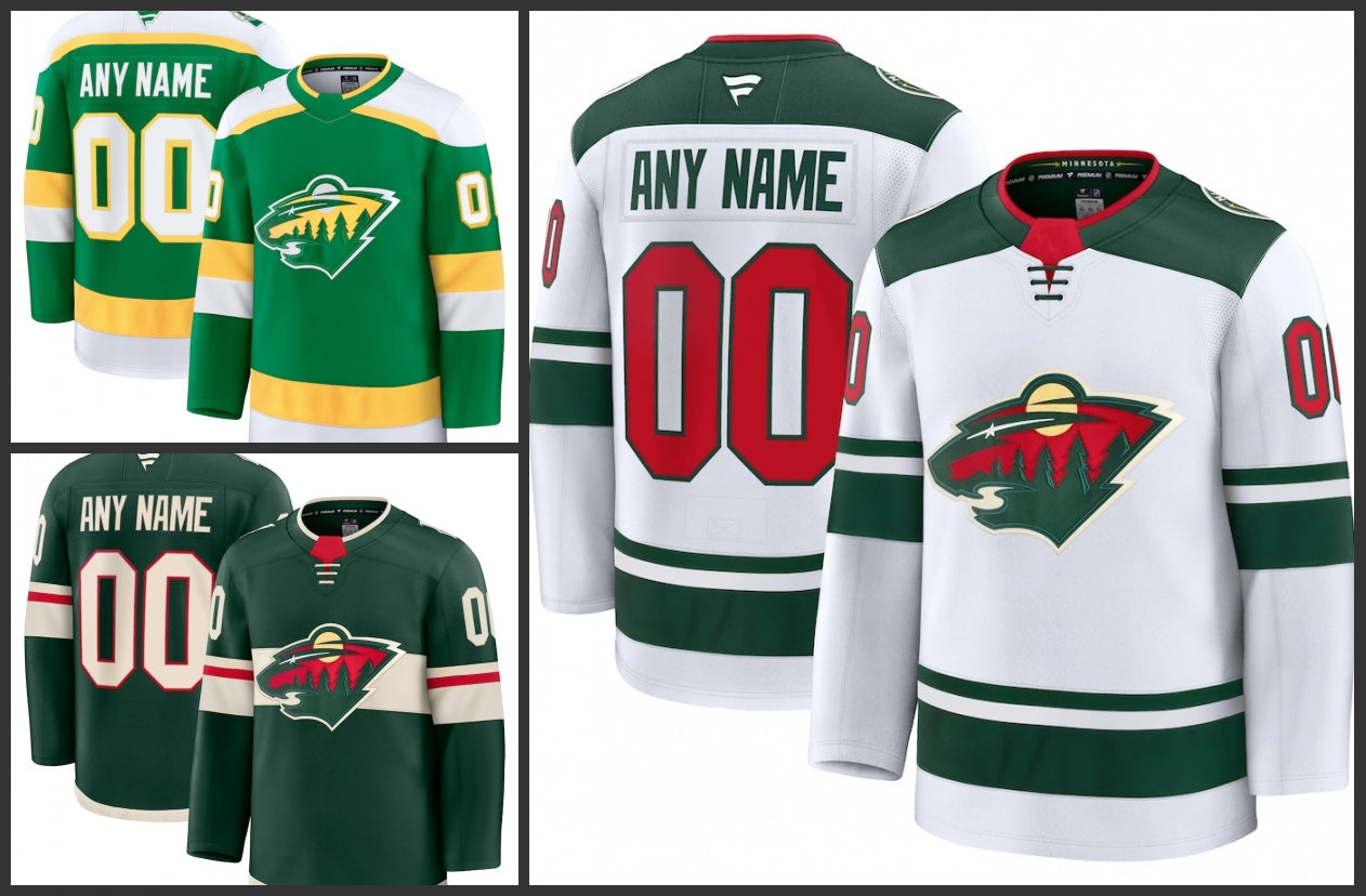 Wild Kirill Kaprizov Marc-Andre Fleury Brock Faber Jake Middleton Filip Gustavsson Frederick Gaudreau Ryan Hartman Custom hockey Jersey