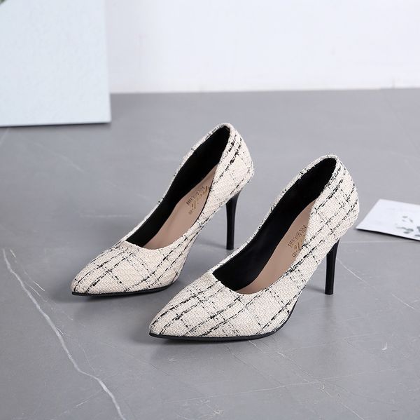 Free Shipping Ladies Sandals White Fresh High Heels Girls Cat Heels Thin Heeled Pointed Single Shoes for Women Trendy Spring Style New with
