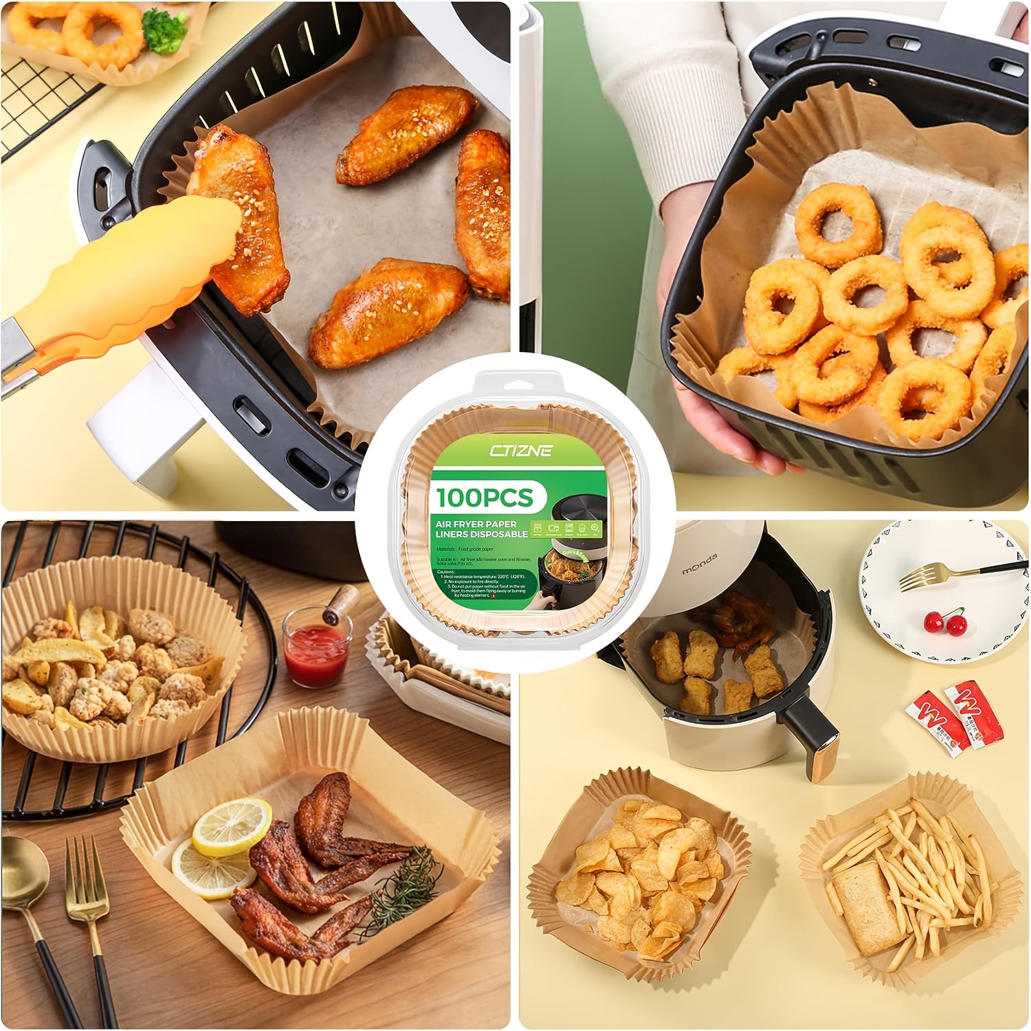 TEMU 100pcs Disposable Air Fryer Liners - , Pre- 5-8 Quart Fryers, Oven, Microwave, Baking - Greaseproof, Easy , Compatible With - For Home,