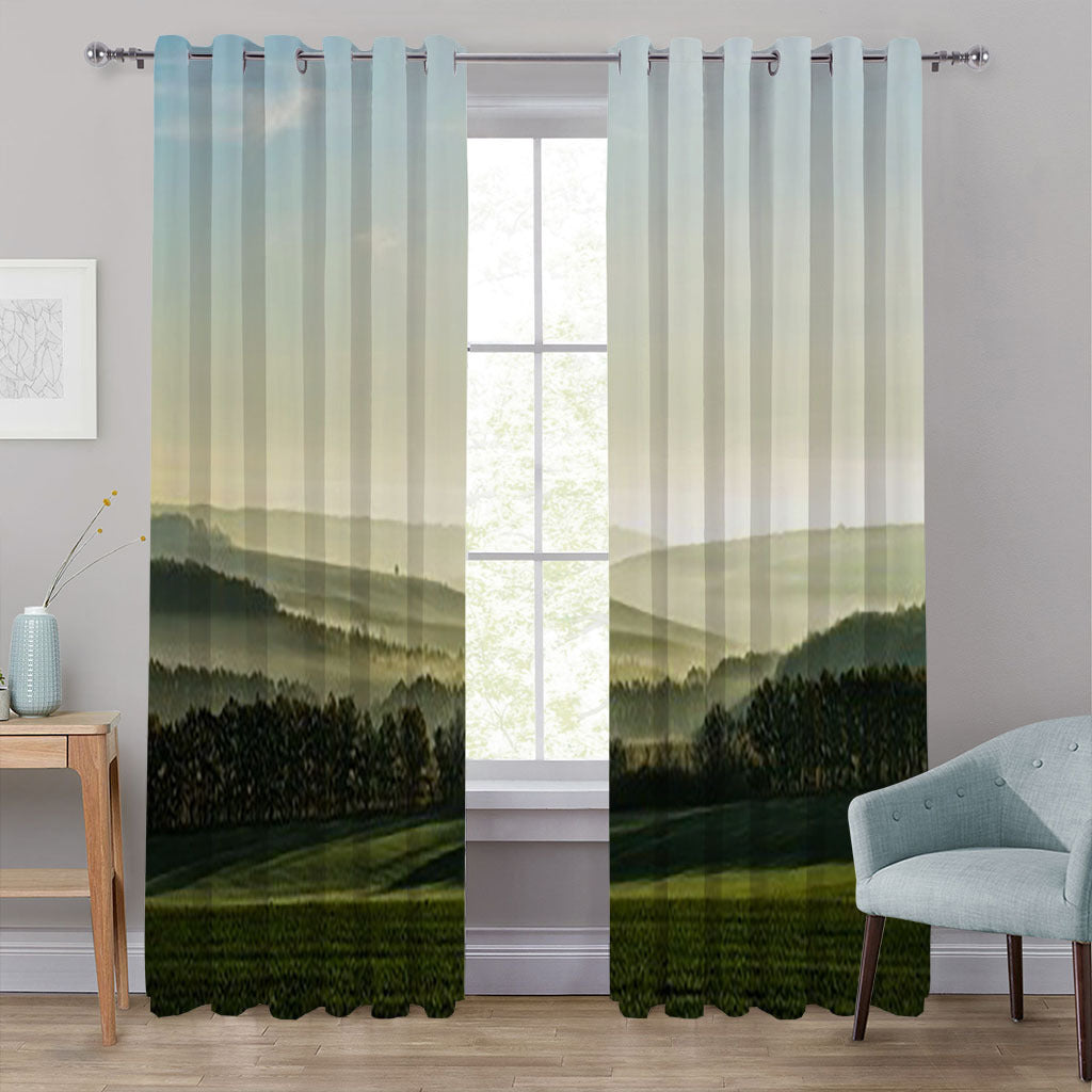 YL-37146 High-precision custom window 3D curtain printing finished product landscape wave curtain blackout curtain